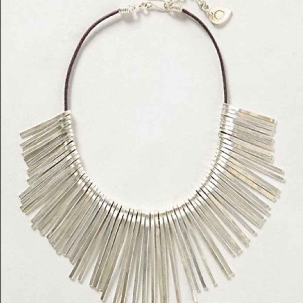 Anthropologie Root Needles Necklace - Silver